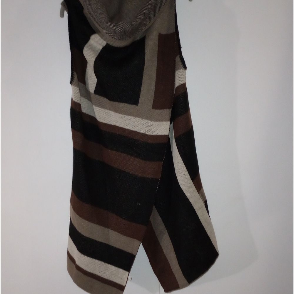 Cowlneck Reversible Multicolored Buttoned Shawl W… - image 4